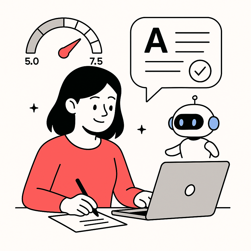 Student improving all IELTS skills with WriteBand's comprehensive platform featuring AI-powered feedback